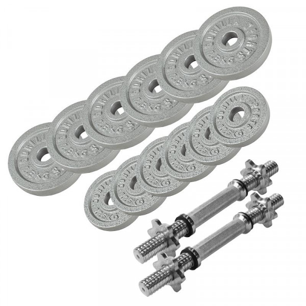 Gorilla Sports liatinový jednoručný nakladací set 27,5 kg (6x2,5 6x1,25 kg) 30/31 mm Gorilla Sports liatinový jednoručný nakladací set 27,5 kg (6x2,5 6x1,25 kg) 30/31 mm