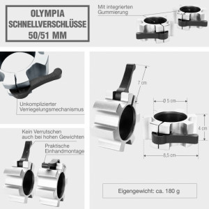 Gorilla Sports rýchloupínacie uzávery 50/51mm sada 2ks strieborná 