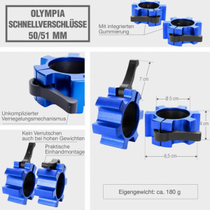 Gorilla Sports rýchloupínacie uzávery 50/51mm sada 2ks modrá 