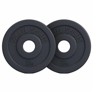 Gorilla Sports Olympijský poplastovaný cementový kotúč 1,25kg - 15kg 50/51mm SET 5 KG (2x2,5kg) 