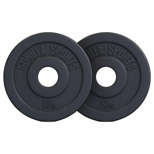 Gorilla Sports Olympijský poplastovaný cementový kotúč 1,25kg - 15kg 50/51mm SET 5 KG (2x2,5kg) 