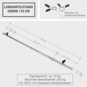 Gorilla Sports Činkový set 70kg s dlhou tyčou II 