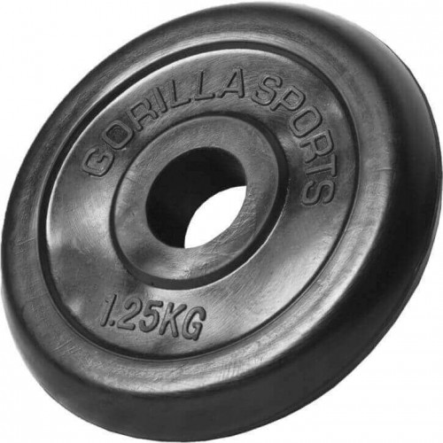 Gorilla Sports Liatinový činkový kotúč POGUMOVANÝ 0,5kg - 25 kg 30/31mm 1,25 kg 