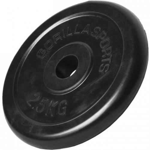 Gorilla Sports Liatinový činkový kotúč POGUMOVANÝ 0,5kg - 25 kg 30/31mm 2,5 kg 