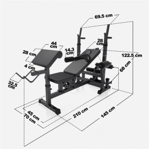 Gorilla Sports Univerzálna posilňovacia lavička + poplastovaný činkový set 100 kg 30/31 mm 