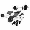 Gorilla Sports Univerzálna posilňovacia lavička + poplastovaný činkový set 100 kg 30/31 mm 