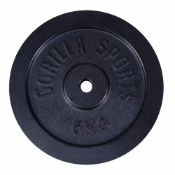 Gorilla Sports Liatinový nakladací činkový kotúč 0,5kg - 30 kg 30/31mm Gorilla Sports Liatinový nakladací činkový kotúč 0,5kg - 30 kg 30/31mm