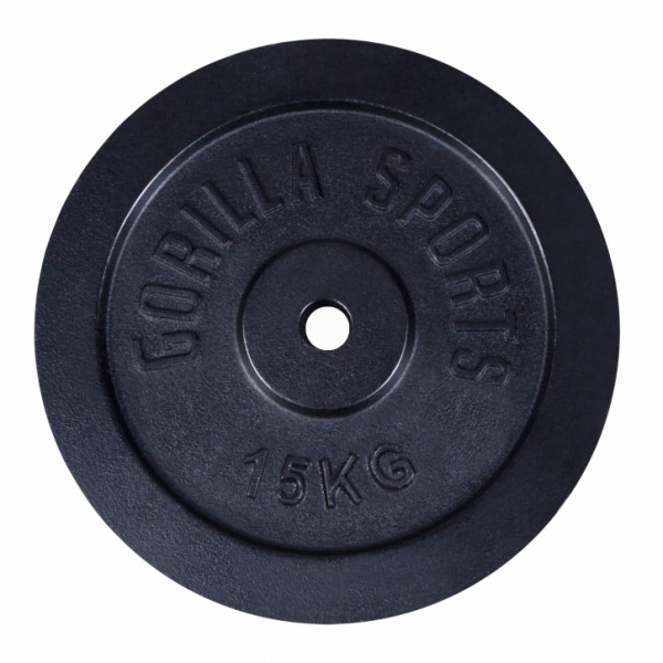 Gorilla Sports Liatinový nakladací činkový kotúč 0,5kg - 30 kg 30/31mm Gorilla Sports Liatinový nakladací činkový kotúč 0,5kg - 30 kg 30/31mm