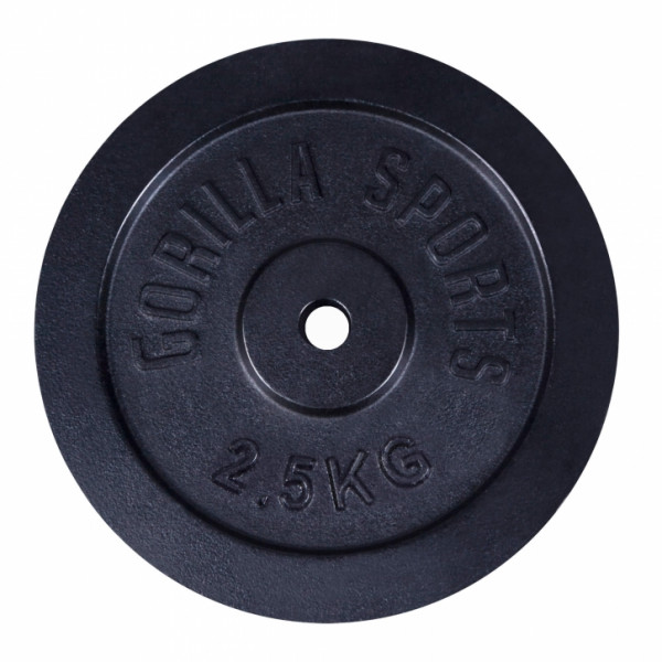 Gorilla Sports Liatinový nakladací činkový kotúč 0,5kg - 30 kg 30/31mm Gorilla Sports Liatinový nakladací činkový kotúč 0,5kg - 30 kg 30/31mm