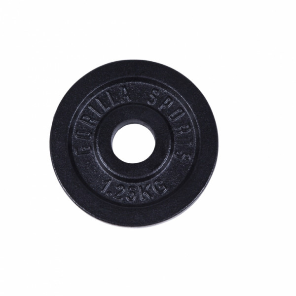 Gorilla Sports Liatinový nakladací činkový kotúč 0,5kg - 30 kg 30/31mm Gorilla Sports Liatinový nakladací činkový kotúč 0,5kg - 30 kg 30/31mm