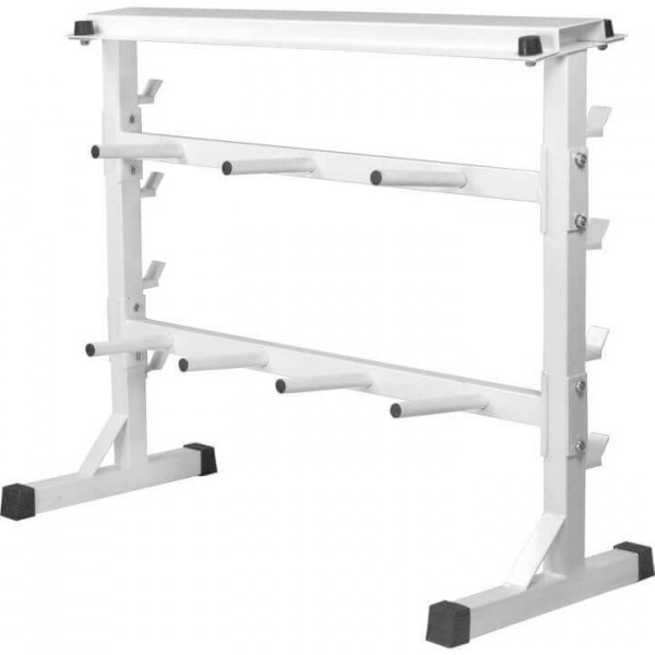 Gorilla Sports Stojan na závažia, tyče a jednoručky- biely 30/31 mm Gorilla Sports Stojan na závažia, tyče a jednoručky- biely 30/31 mm