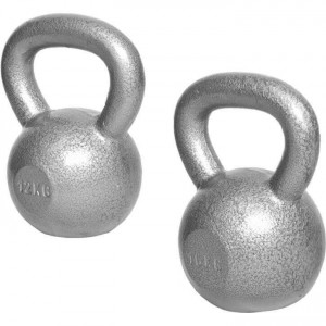 Gorilla Sports Liatinový kettle-bell 4-32 kg (strieborný) SET 12 KG + 16 KG 