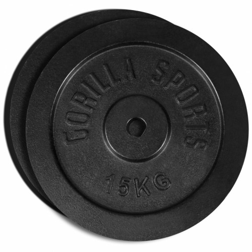 Gorilla Sports Set liatinových kotúčov 30 KG ( 2x 15 KG) čierna SET 30KG (2x15kg) 