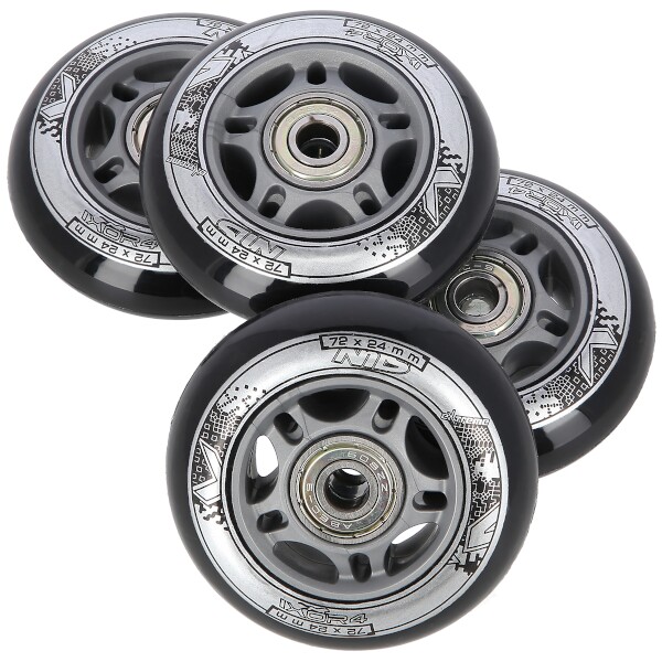 Kolieska na korčule PU 72x24, čierne (4KS) + ložiská ABEC 9 (8KS) zostava NILS EXTREME Kolieska na korčule PU 72x24, čierne (4KS) + ložiská ABEC 9 (8KS) zostava NILS EXTREME