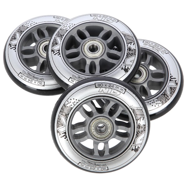 Kolieska na korčule PU 90x24, čierne (4KS) + ložiská ABEC 9 (8KS) zostava NILS EXTREME Kolieska na korčule PU 90x24, čierne (4KS) + ložiská ABEC 9 (8KS) zostava NILS EXTREME