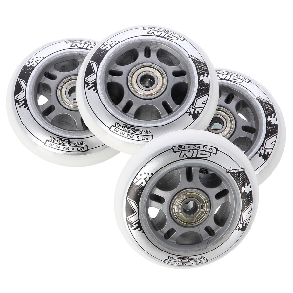 Kolieska na korčule PU 80x24, biele (4KS) + ložiská ABEC 7 (8KS) zostava NILS EXTREME Kolieska na korčule PU 80x24, biele (4KS) + ložiská ABEC 7 (8KS) zostava NILS EXTREME