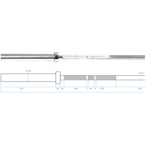 GO450 Olympijská tyč na cvičenie HMS PREMIUM, 220cm x 50mm 