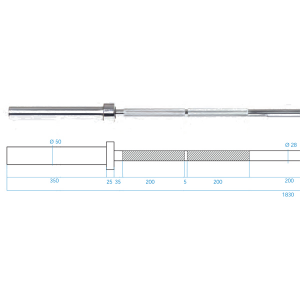 GO320 Olympijská tyč na cvičenie HMS PREMIUM, 183cm x 50mm 