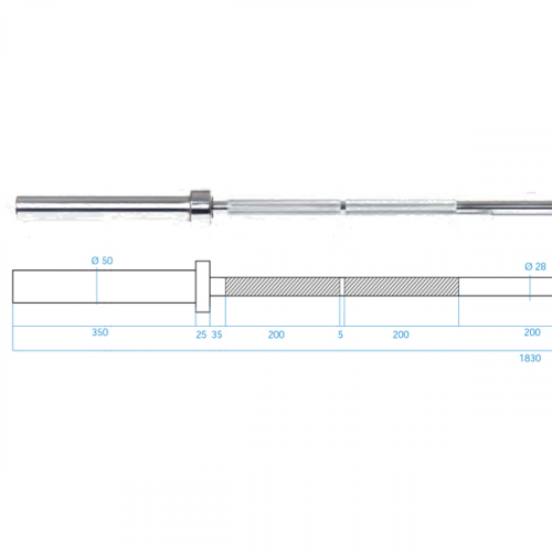 GO320 Olympijská tyč na cvičenie HMS PREMIUM, 183cm x 50mm 