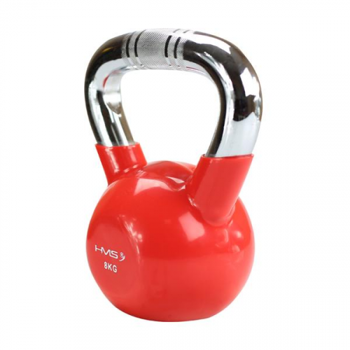 KTC KETTLEBELL s chromovaným úchopom HMS, červený, 8 kg 