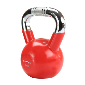 KTC KETTLEBELL s chromovaným úchopom HMS, červený, 10 kg 