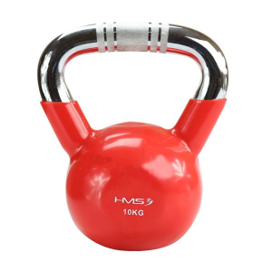 KTC KETTLEBELL s chromovaným úchopom HMS, červený, 10 kg 