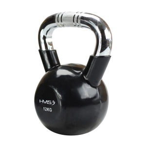 KTC KETTLEBELL s chromovaným úchopom HMS, čierny, 12kg 