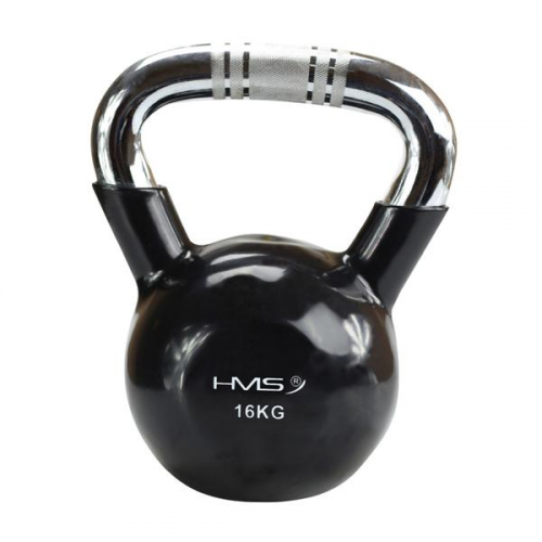 KTC KETTLEBELL s chromovaným úchopom HMS, čierny, 16 kg 