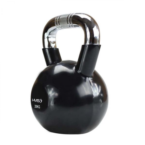 KTC KETTLEBELL s chromovaným úchopom HMS, čierny, 20 kg 