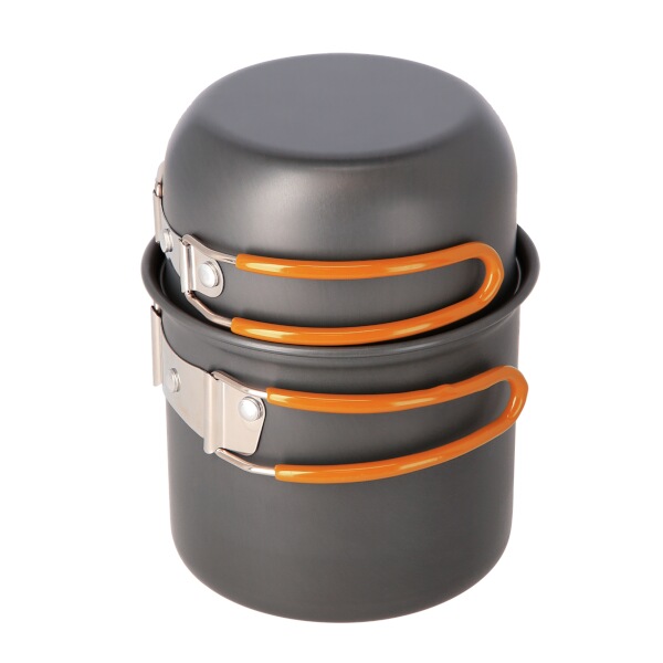 HMS Kempingová sada 2 hrnců s příborem NILS Camp NC1704  HMS Kempingová sada 2 hrnců s příborem NILS Camp NC1704