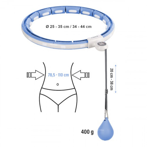 Masážna hula hoop so závažím a počítadlom HMS HHM15, modrá 