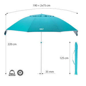 Plážový slnečník NILS Camp NC7822 XL, 190 cm, tyrkysový 