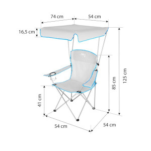 HMS Rybárska stolička so strieškou NILS Camp NC3087, sivá 