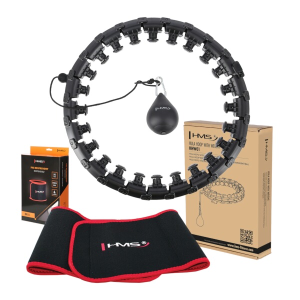 HMS Set hula hoop HHW01 so závažím a sťahovací pás na brucho BR163 čierna HMS Set hula hoop HHW01 so závažím a sťahovací pás na brucho BR163 čierna