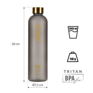 HMS Tritánová fľaša na pitie NILS Camp NCD61 1000 ml sivá 