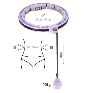 HMS Set hula hoop HHM13 so závažím, magnet, počítadlo a Sťahovací pás na brucho BR163, fialová 