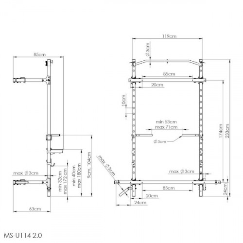 HMS Skladacia Power Rack MARBO MS-U114 2.0 na stenu 