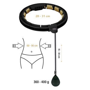 HMS Set hula hoop HHM13 so závažím, magnet, počítadlo a Sťahovací pás na brucho BR163, čierna 