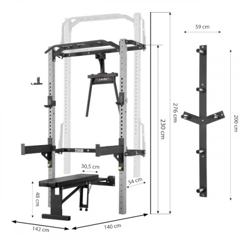 HMS Multifunkčný posilňovací stojan Power Rack KLT21, sivý 