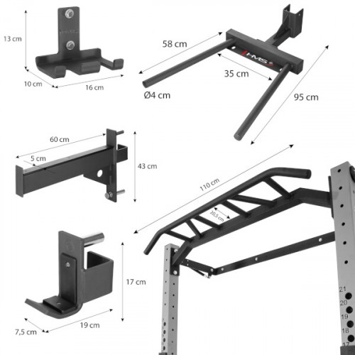 HMS Multifunkčný posilňovací stojan Power Rack KLT21, sivý 