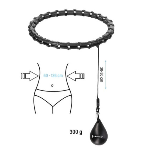 HMS Sada čiernej masážnej Hula Hoop so závažím HHW11 a zoštíhľujúceho bedrového pásu BR163 PLUS SIZE 