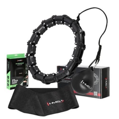 HMS Sada čiernej masážnej Hula Hoop so závažím HHW11 a zoštíhľujúceho bedrového pásu BR163 PLUS SIZE 