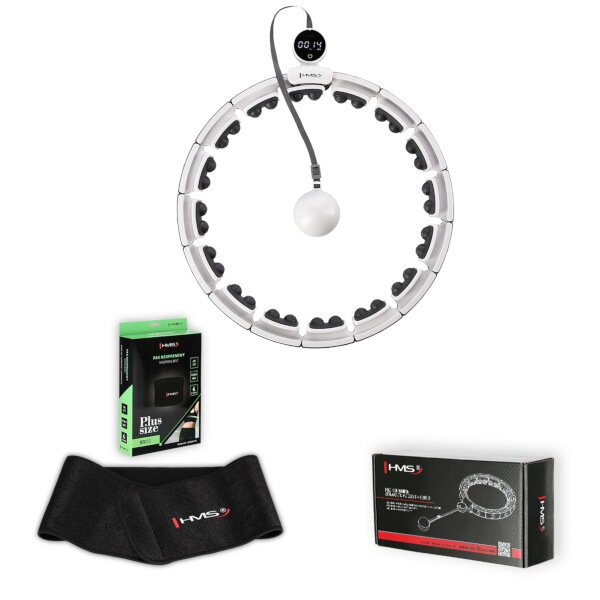 HMS Sada masážna hula hoop HHM16 biela so závažím, magnetmi a počítadlom a zoštíhľujúci pás BR163 PLUS SIZE HMS Sada masážna hula hoop HHM16 biela so závažím, magnetmi a počítadlom a zoštíhľujúci pás BR163 PLUS SIZE