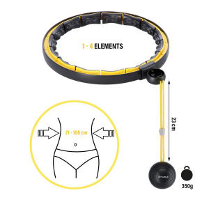 HHM21 ČIERNA/ŽLTÁ HULA HOOP OBRUČ SO ZÁVAŽÍM, MAGNETMI A POČÍTADLOM HMS 