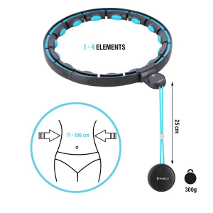 HMS Set Masážna hula hoop so závažím HHM17 a Sťahovací pás na brucho BR163, čierna/tyrkysová 