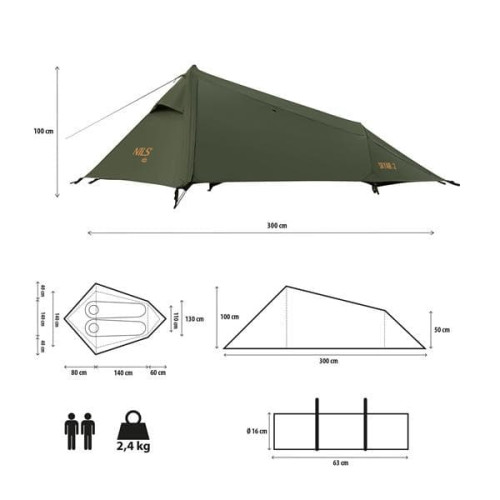 HMS Nils Camp Skyair 2 Stan pre dve osoby zelený HMS Nils Camp Skyair 2 Stan pre dve osoby zelený