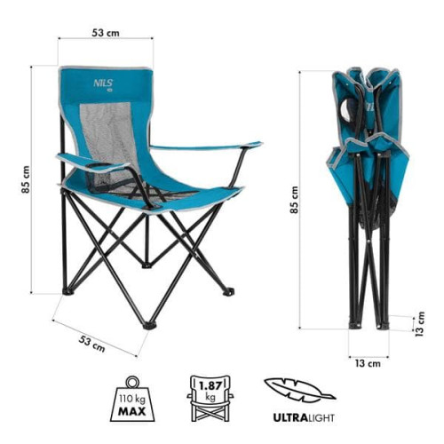 Turistické kreslo modro-sivé Nils Camp - pohodlie v prírode Turistické kreslo modro-sivé Nils Camp - pohodlie v prírode