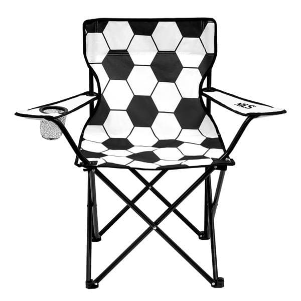 Skladacia stolička bielo-čierna - potlač futbalová lopta Skladacia stolička bielo-čierna - potlač futbalová lopta
