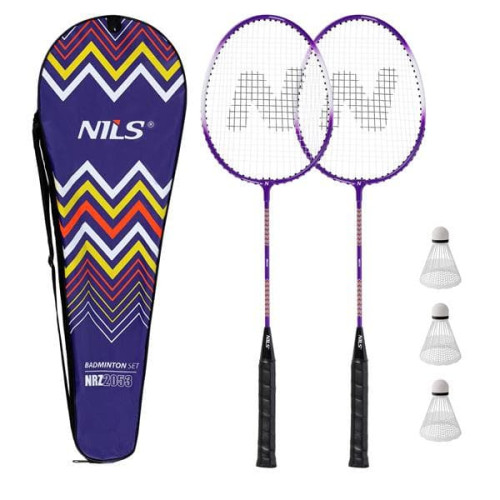 Nils Sada na badminton, fialová - 2 rakety a 3 košíky Nils Sada na badminton, fialová - 2 rakety a 3 košíky