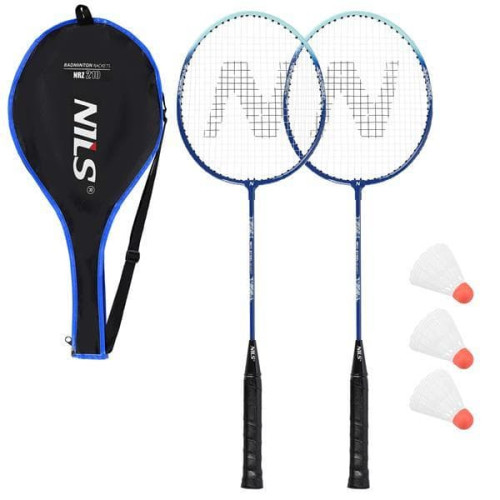 Nils Sada na badminton, bledomodrá - 2 rakety a 3 košíky 